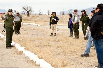 At Manzanar’s administration area, the flashpoint of the Manzanar “Riot.”
