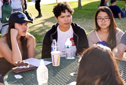 One of the small group discussions during the 2018 Manzanar At Dusk program.