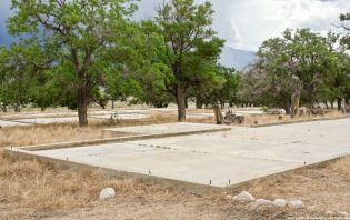 Some of the historic building foundations at the site of the Manzanar Chicken Ranch.