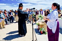 The Shinto purification rite during the interfaith service. 50th Annual Manzanar Pilgrimage, April 27, 2019, at the Manzanar National Historic Site.